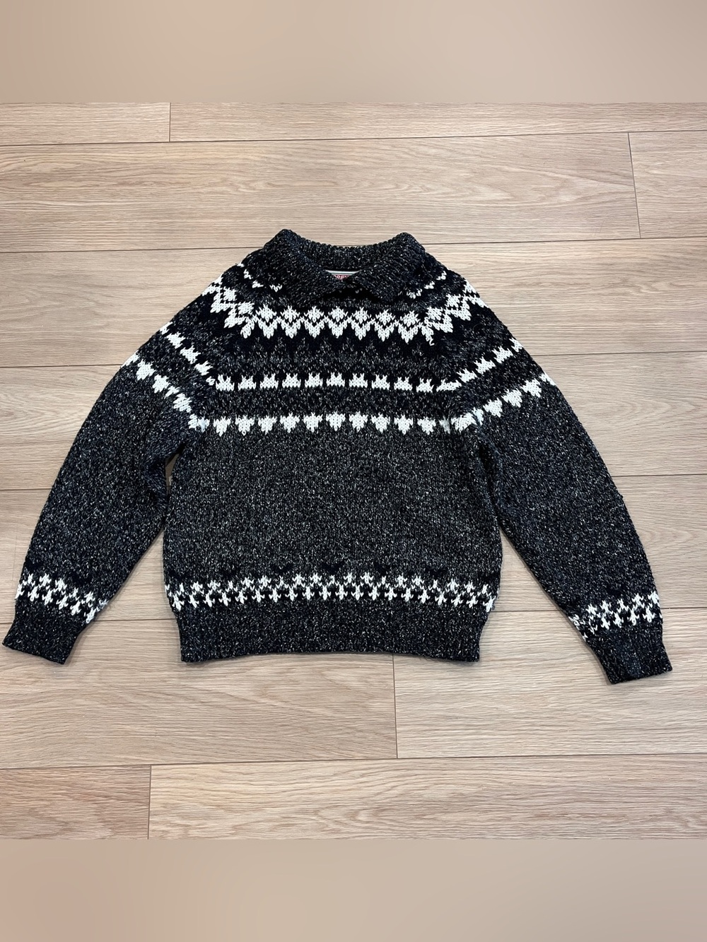 Vintage Sorrento Black White Fair Isle Nordic Knit Sweater Size M Cottagecore